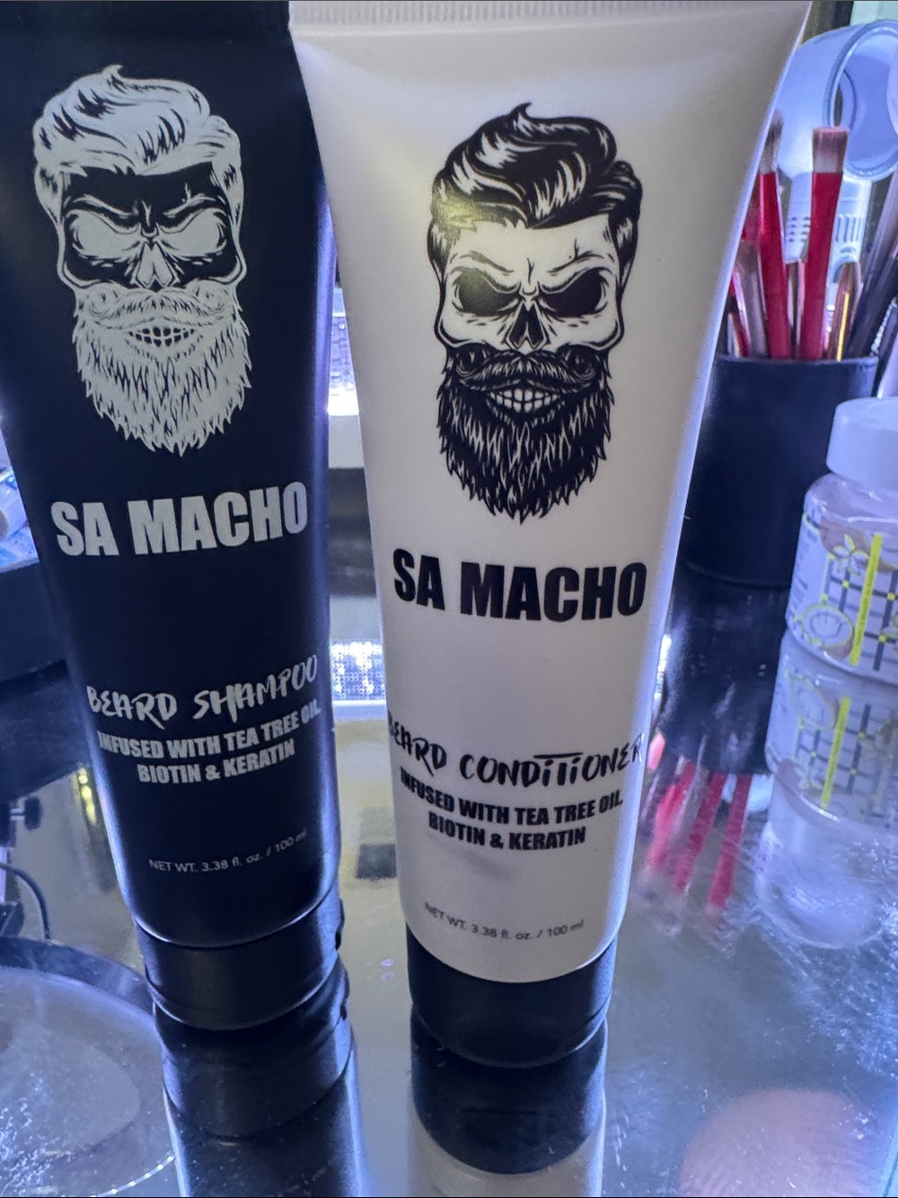 Men’s Beard and hair Care Set — Black & White